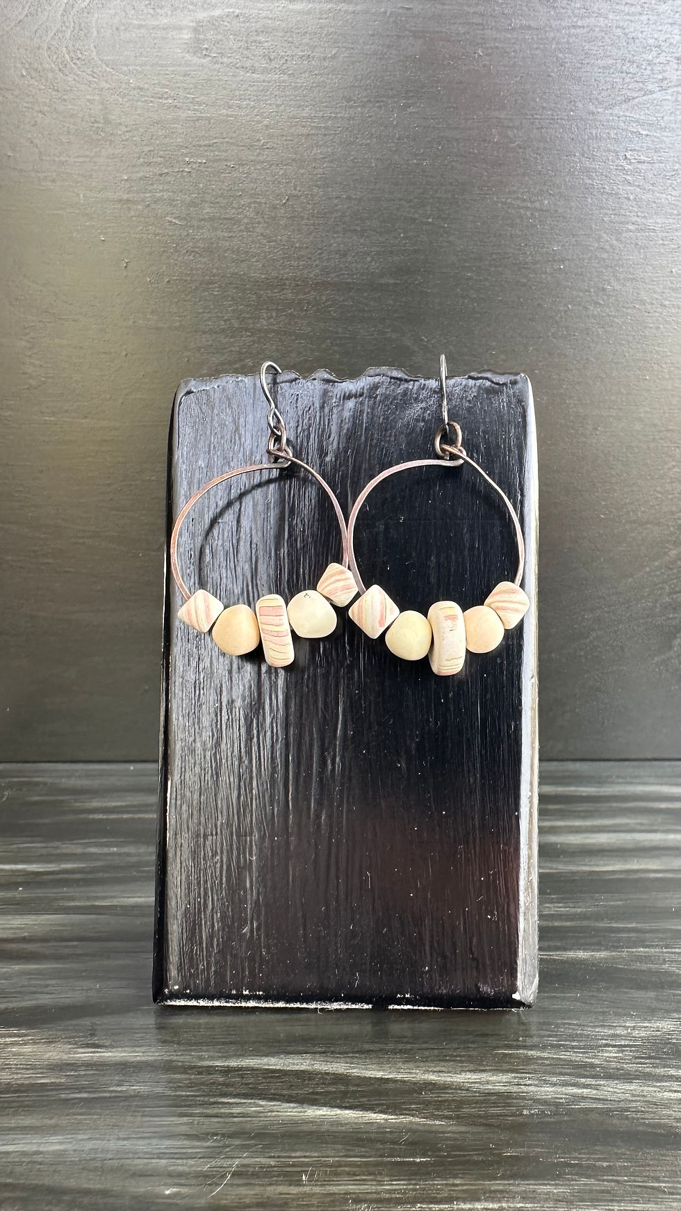 Thumbnail: Moonrise Collection Tumbled Colored Porcelain Bead Hoop Earrings