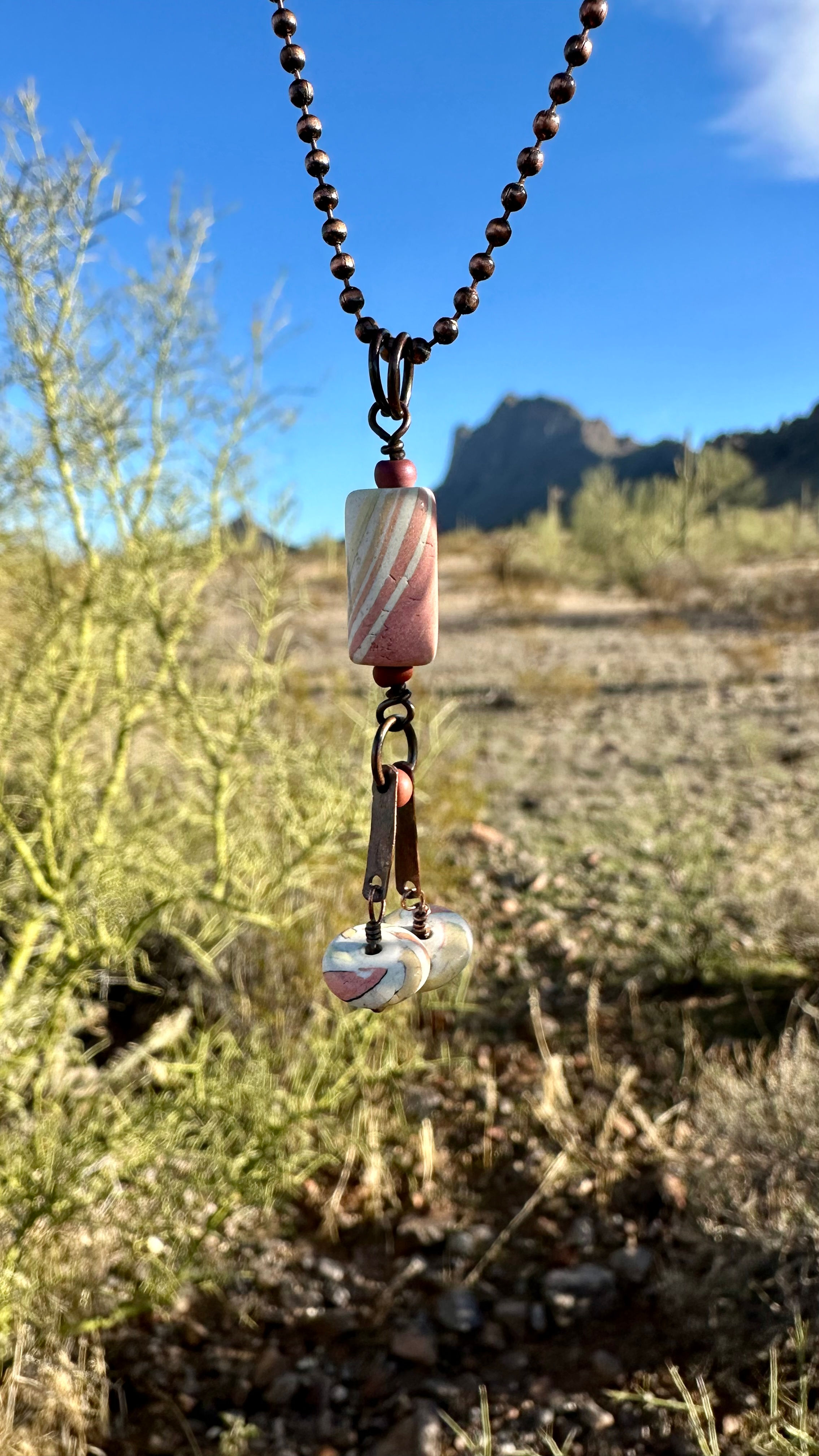 Moonrise Collection Pendant with Hammered Copper Embellishment