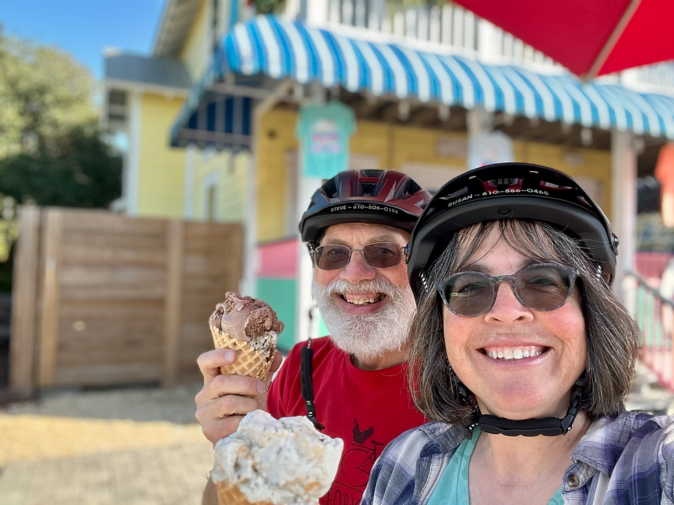 Blog author and her husband enjoying ice cream from Blue Mountain Beach Creamery in Santa Rosa Beach, FL