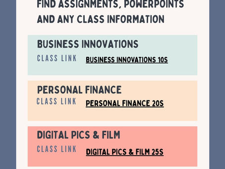 Classroom One Drive Links
