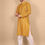 Thumbnail: Mustard Yellow Tussar Cotton Discharged Hand Block Printed Men's Kurta