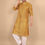 Thumbnail: Mustard Yellow Tussar Cotton Discharged Hand Block Printed Men's Kurta