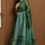 Thumbnail: Silk Munga Hand Block Printed Saree in Emerald Green with Teal Palla