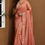 Thumbnail: Silk Munga With Golden Temple Border Saree in Peach