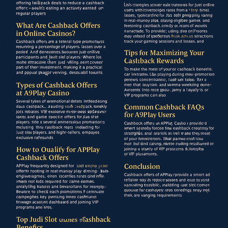 The Best Cashback Offers Available at A9Play Casino