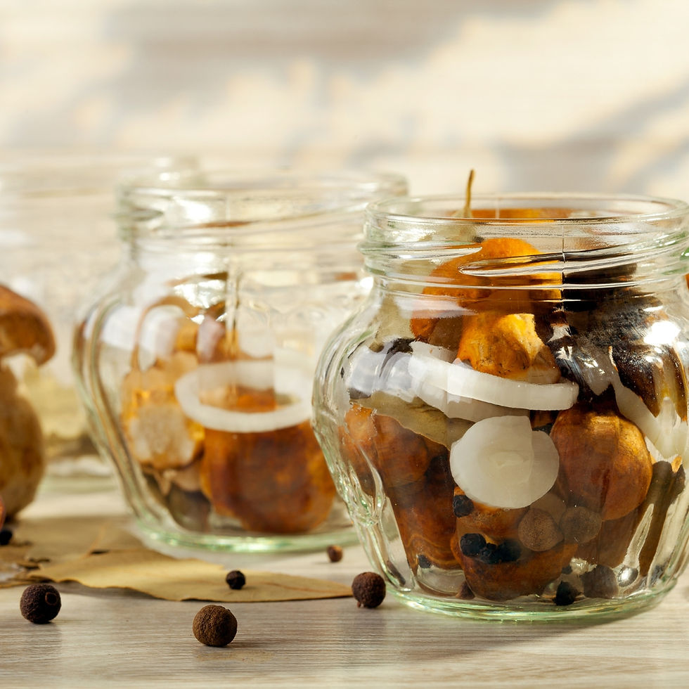 Vinegar Pickled Mushrooms (stock photo)