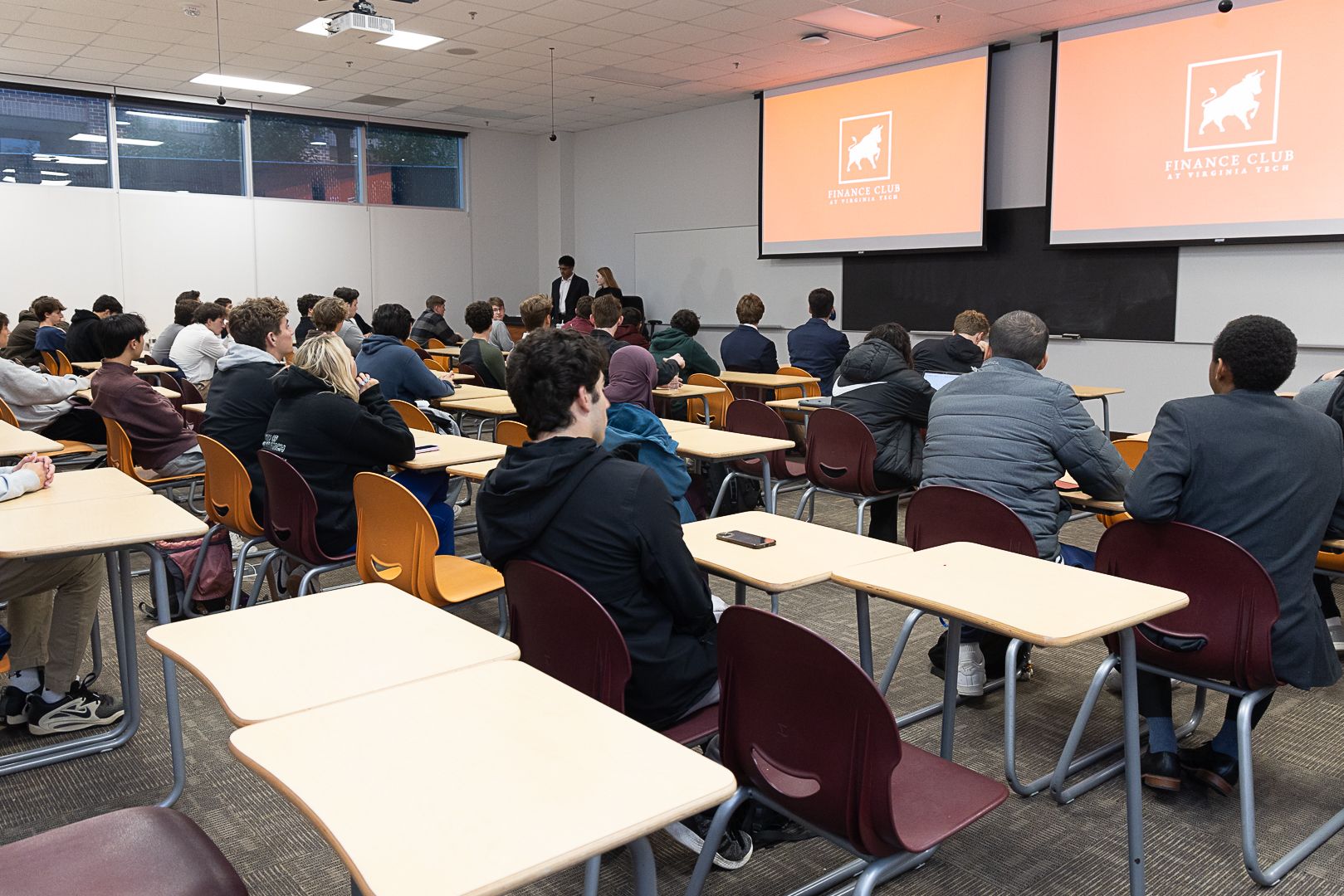 Finance Club members gathered in a classroom
