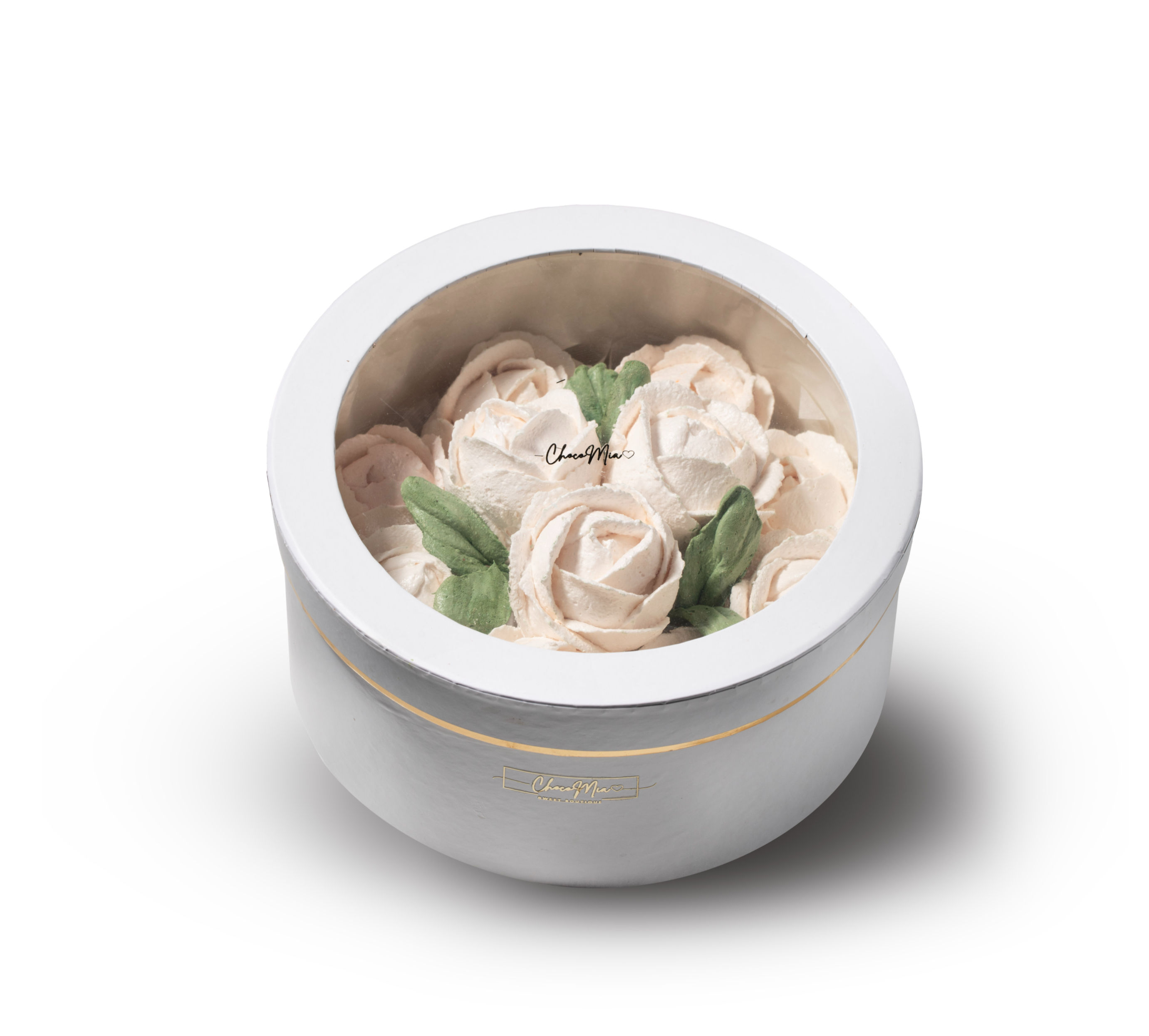 Roses from zefir in a round box (12 flowers)