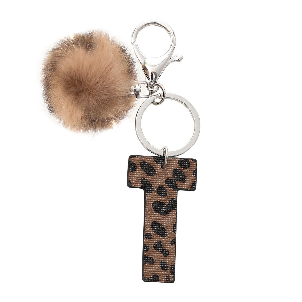 Thumbnail: Fashion Leopard English Alphabet Artificial Leather Keychain Exquisite Letter Ke