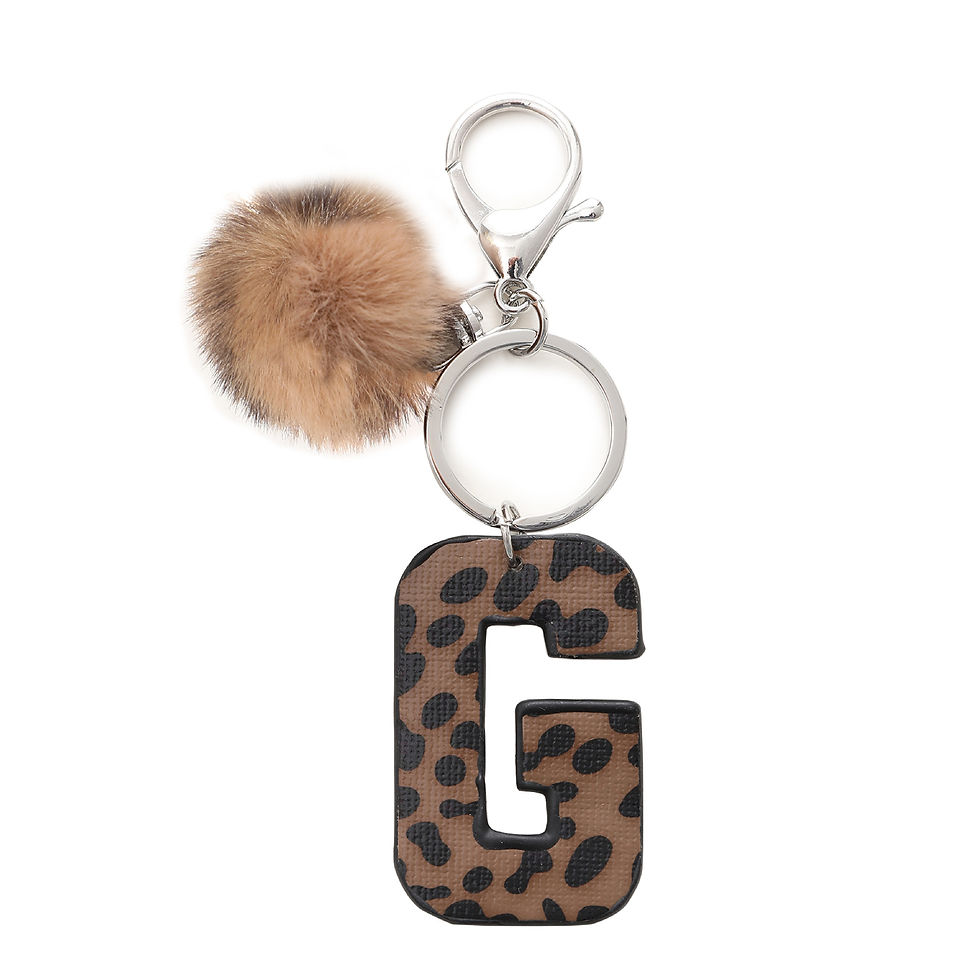 Thumbnail: Fashion Leopard English Alphabet Artificial Leather Keychain Exquisite Letter Ke