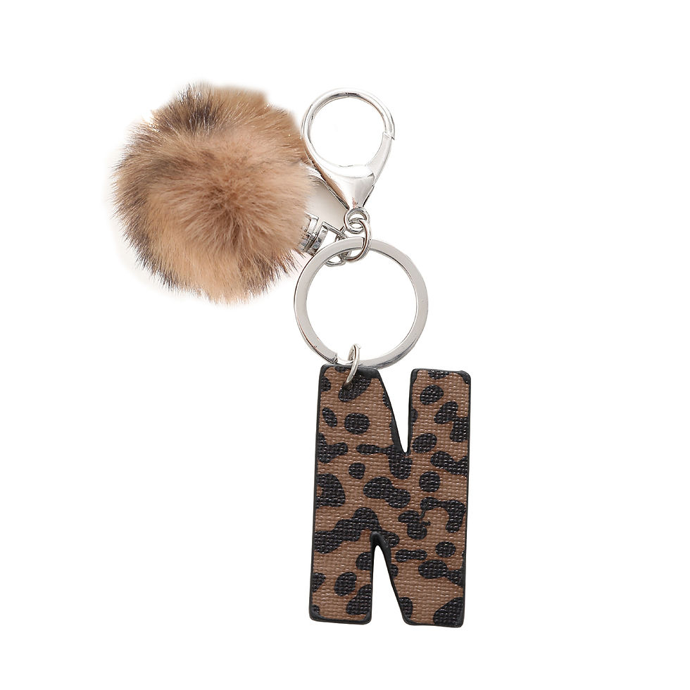 Thumbnail: Fashion Leopard English Alphabet Artificial Leather Keychain Exquisite Letter Ke