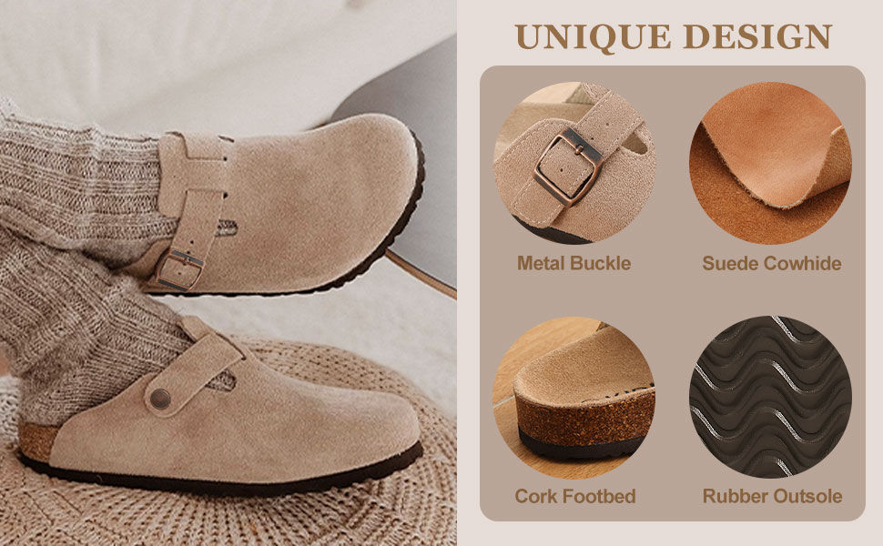 Thumbnail: Smile House slippers with Arch Support Cork sole Rubber Outsole Unisex Mules Pot