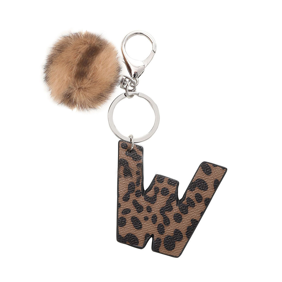 Thumbnail: Fashion Leopard English Alphabet Artificial Leather Keychain Exquisite Letter Ke