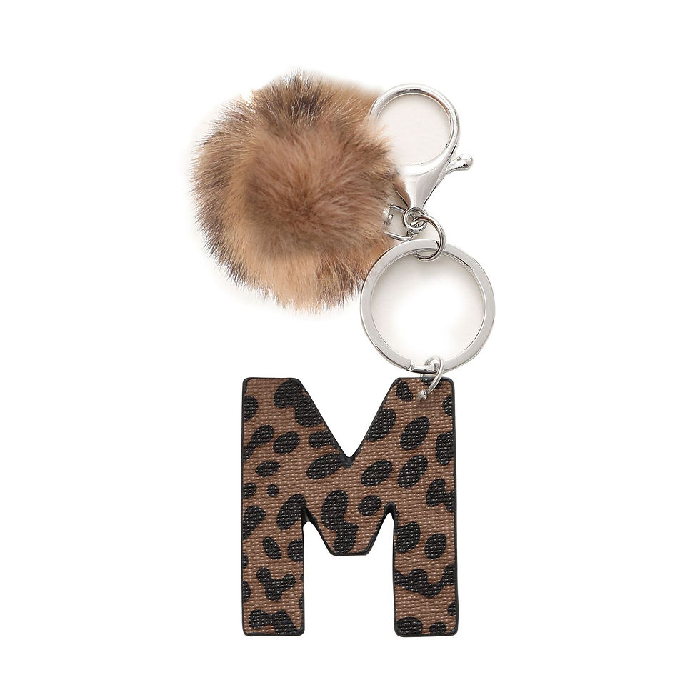 Thumbnail: Fashion Leopard English Alphabet Artificial Leather Keychain Exquisite Letter Ke