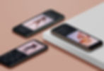 Three phones showcasing app design with fashion photos
