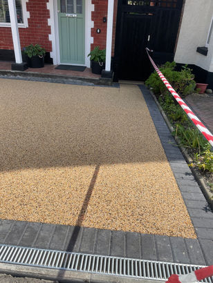 Completed resin driveway with brickwork edging in Poole, Bournemouth, Christchurch, Dorchester, Wareham and Wimborne, Dorset by HyperBuild