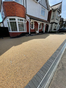 Completed resin driveway with brickwork edging in Poole, Bournemouth, Christchurch, Dorchester, Wareham and Wimborne, Dorset by HyperBuild