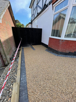 Completed resin driveway with brickwork edging in Poole, Bournemouth, Christchurch, Dorchester, Wareham and Wimborne, Dorset by HyperBuild