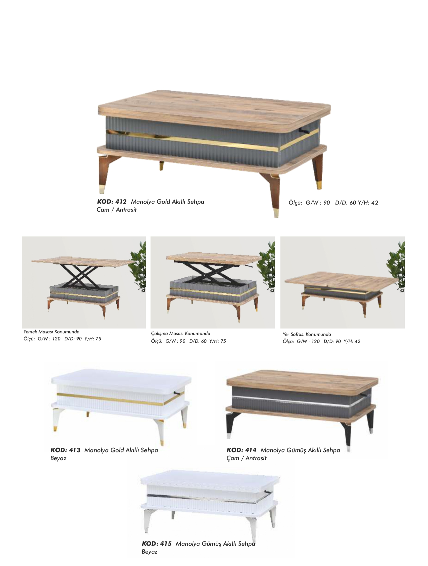 Manolya Gold Akıllı Sehpa