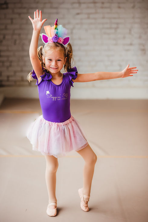 Young Dancer in a Purple Leotard and Pink TuTu