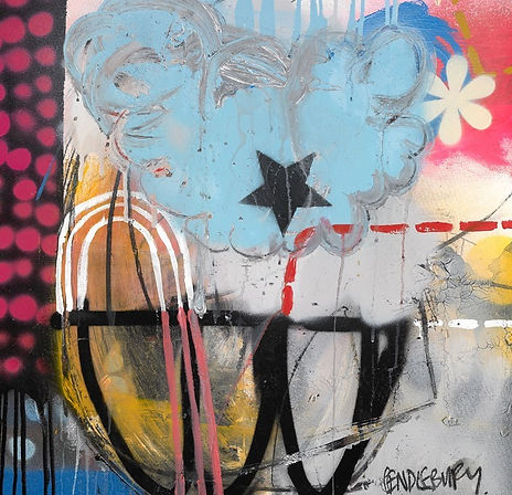 ALWAYS THERE ( A MANCHESTER SKY). Aerosol, acrylic, and charcoal on canvas. 60X60cm. 2011.