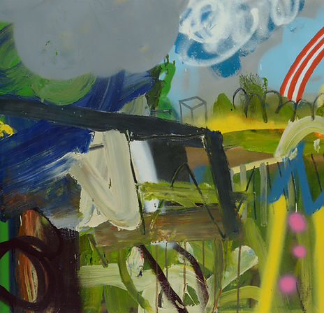 COTTAGE WITH RAINBOW (AFTER 'A COTTAGE AT EAST BERGHOLT' BY CONSTABLE). Acrylic paint, spr