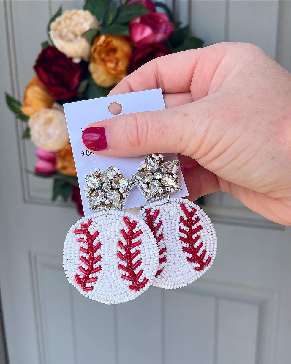 Baseball Seed Bead Earrings Quirk Gifts + Goods