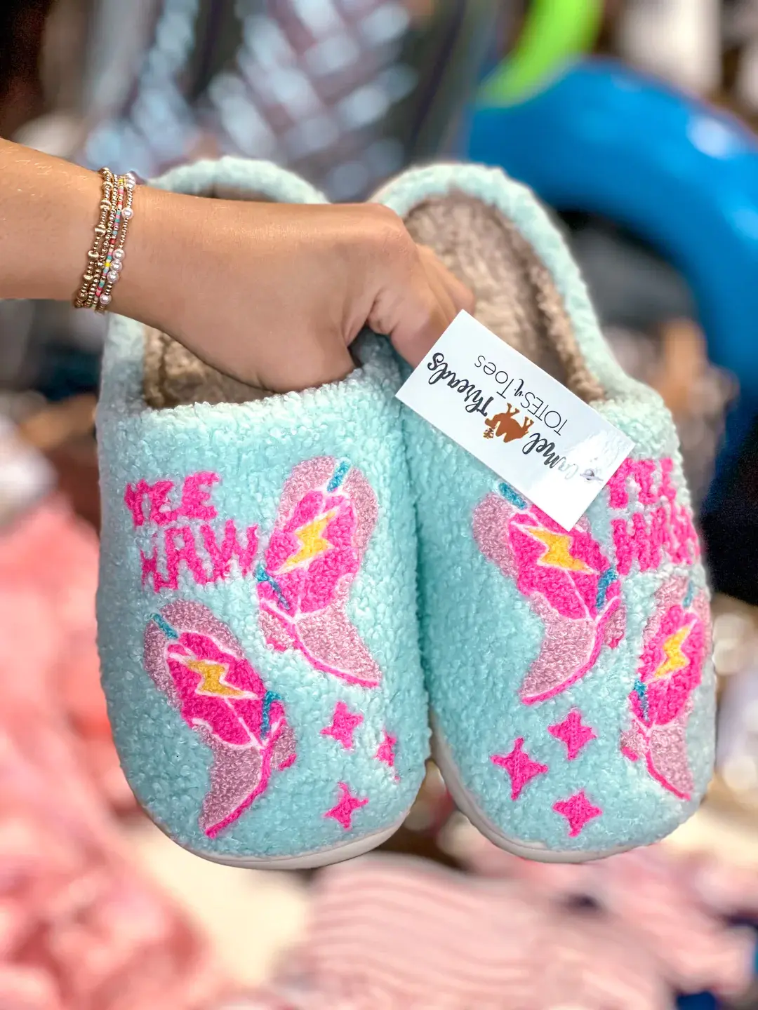 YEEHAW Mint & Pink Slippers