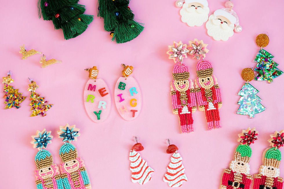 Thumbnail: Merry + Bright Pink Bulb Christmas Earrings