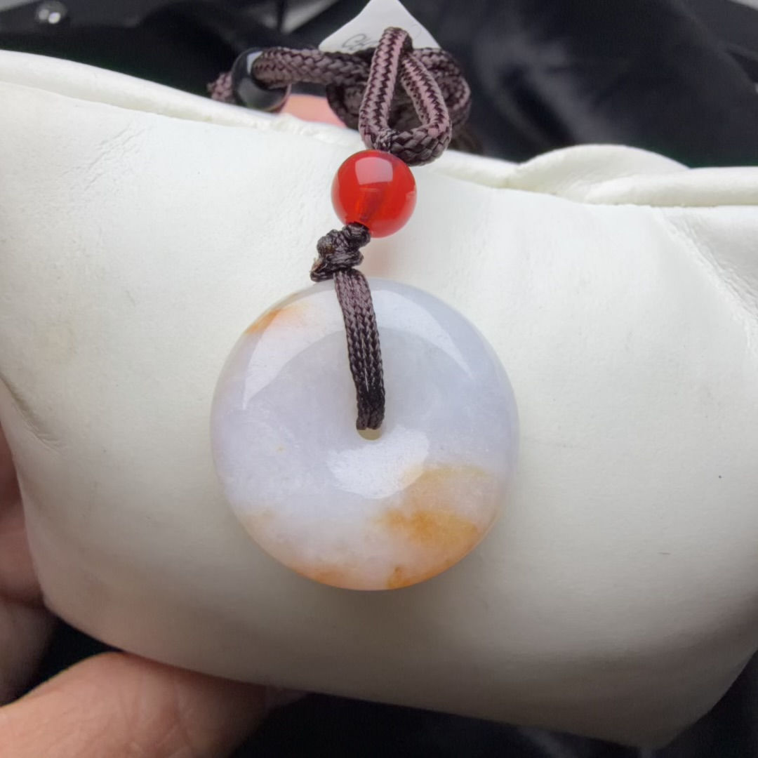 老坑糯化白玉飄紅平安扣(PJP5796)