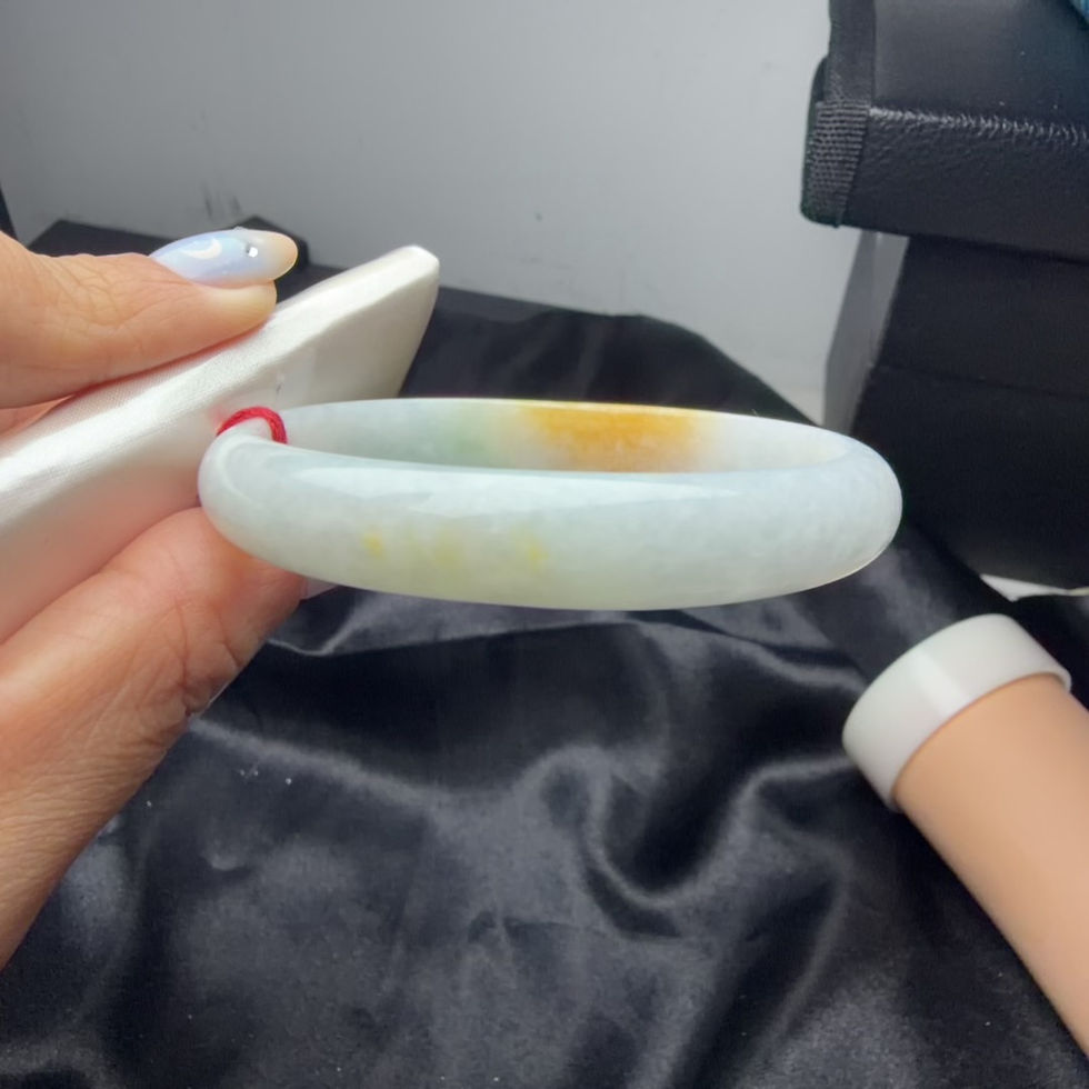 Thumbnail: (54)56圈老坑天然黃翡翠貴妃手鐲(BR0722)-基本完美