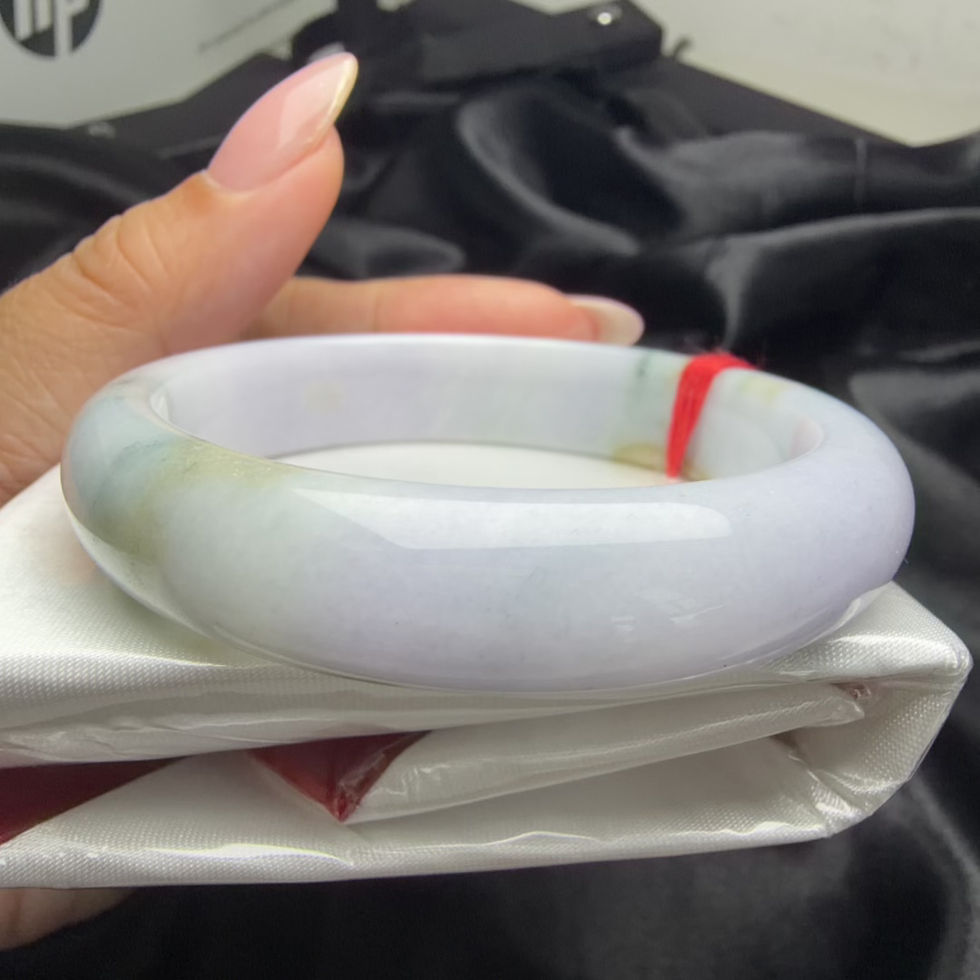 Thumbnail: (53)55圈奶油粉紫飄花翡翠貴妃手鐲(BR97366)