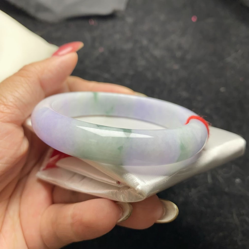Thumbnail: 53-ring jadeite bangle with delicate purple and spring-like patterns (BR41245)