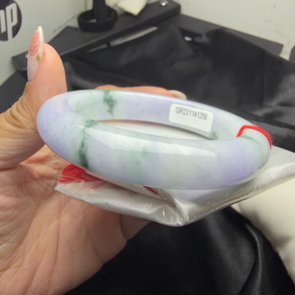 縮圖：55圈會卡嬌紫春彩飄花翡翠手鐲(BR41256)
