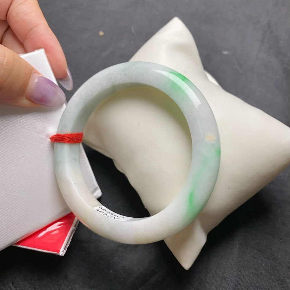 Thumbnail: 56-loop snow-white jadeite bangle with vibrant green hue (BR402206)