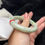 Thumbnail: 55-circle Old Mine Yellowish Green and Yang-Green Jadeite Bracelet (BR41223)