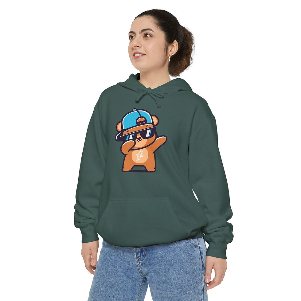 Thumbnail: Dancing Bear - Unisex Garment-Dyed Hoodie