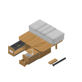 Plataforma de cocina cama modular desmontable