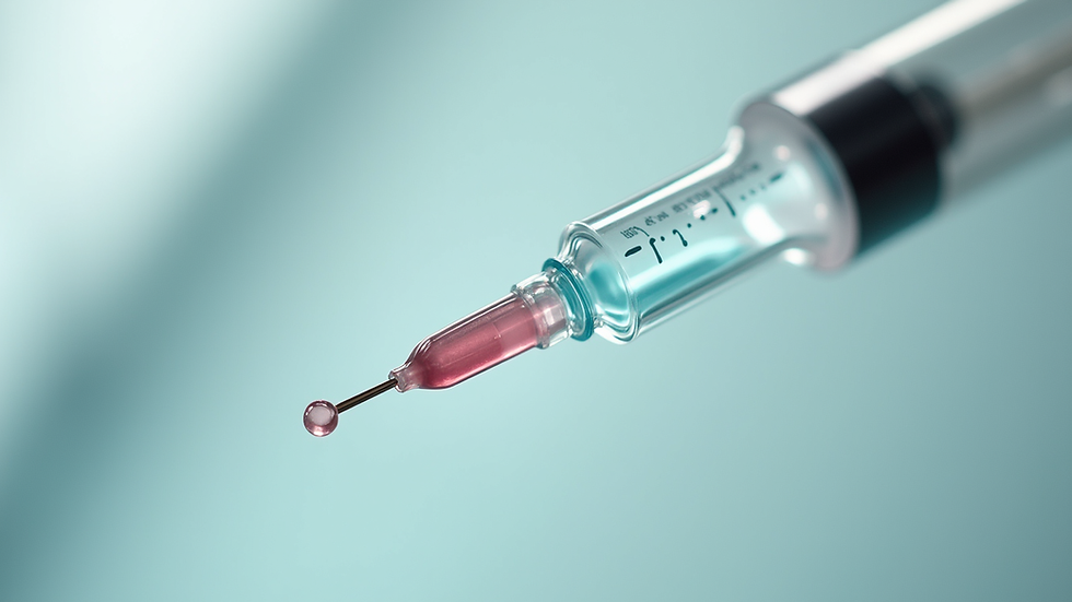 Close-up view of a clear syringe with natural lip filler