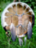 Whakaaro shamanic drum with handcarved rosequarts handle