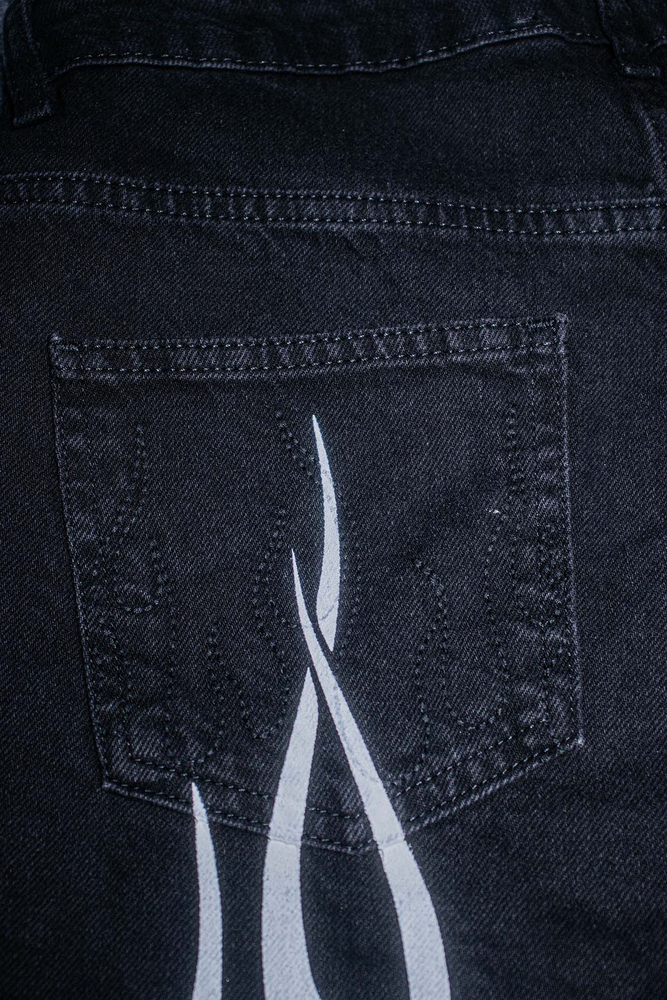 DENIM JEANS SHORTS FLAMES