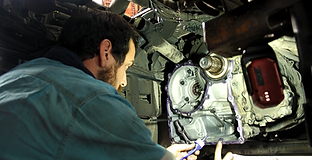 Man servicing truck