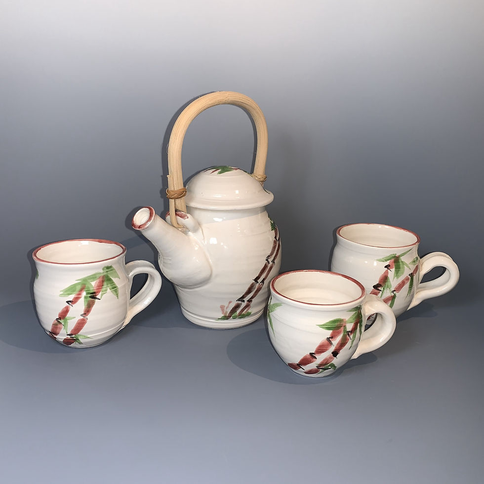 Bamboo Handle Tea Set