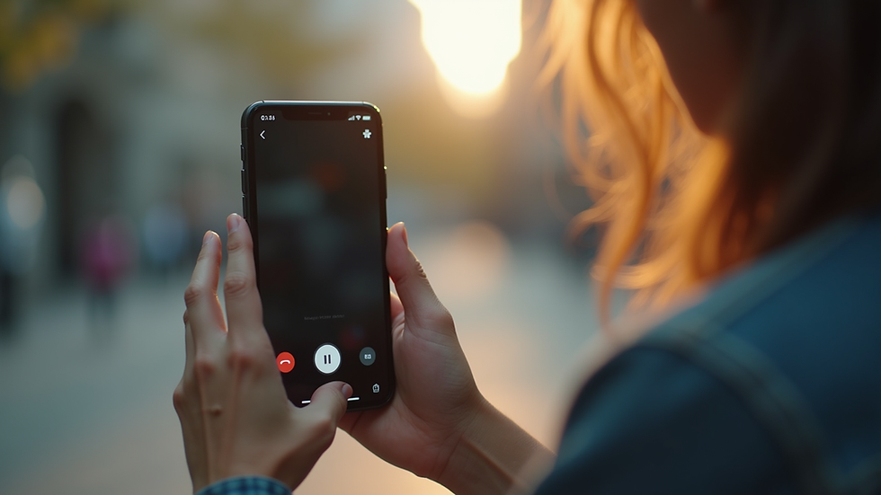 Close-up view of a smartphone recording a voice message