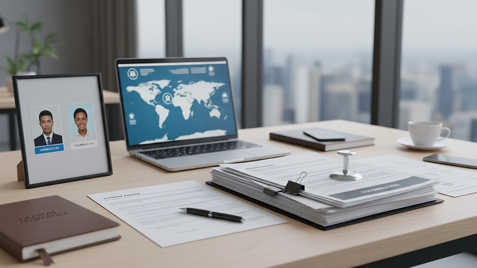 Vue rapprochée d’un bureau moderne avec des documents immobiliers
