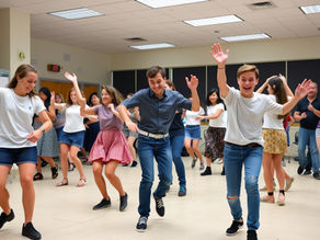 Students dancing in music class