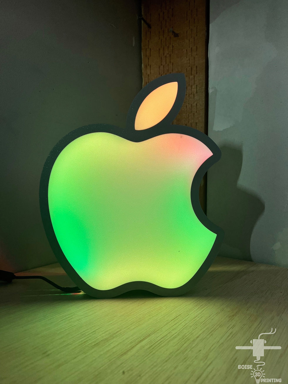 Thumbnail: Apple LED light box from Boise 3D Printing with glowing white tech logo design