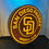 Thumbnail: Padres LED light box handmade by Boise 3D Printing featuring yellow and brown baseball emblem