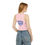 Thumbnail: Woman wearing white Varsity 75 Highschool Racer Tank Top with blue lettering, paired with jeans, showcasing retro athletic crop design and fit.