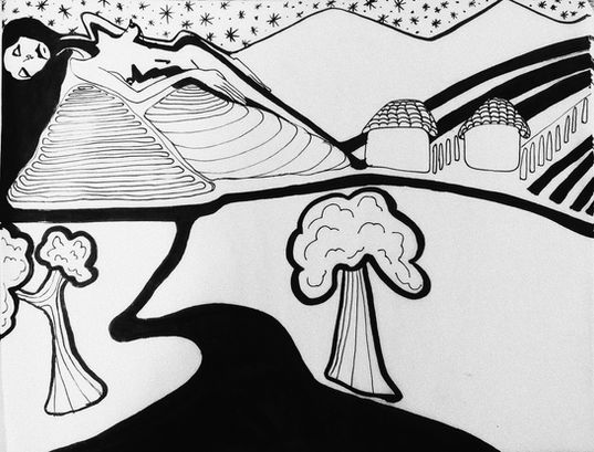 Louka Ink drawing on transfer paper